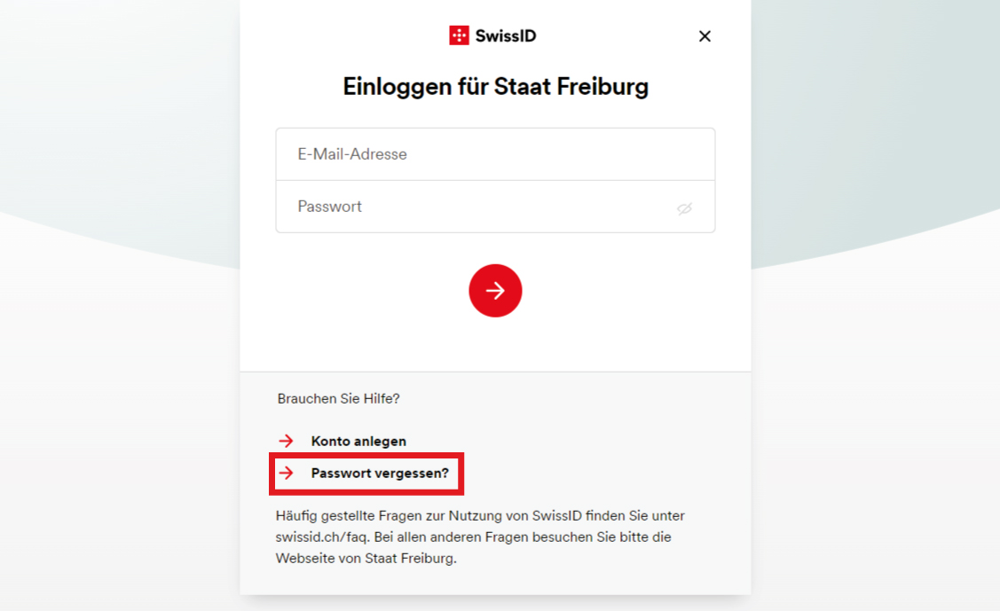 SwissID - Passwort zurücksetzen