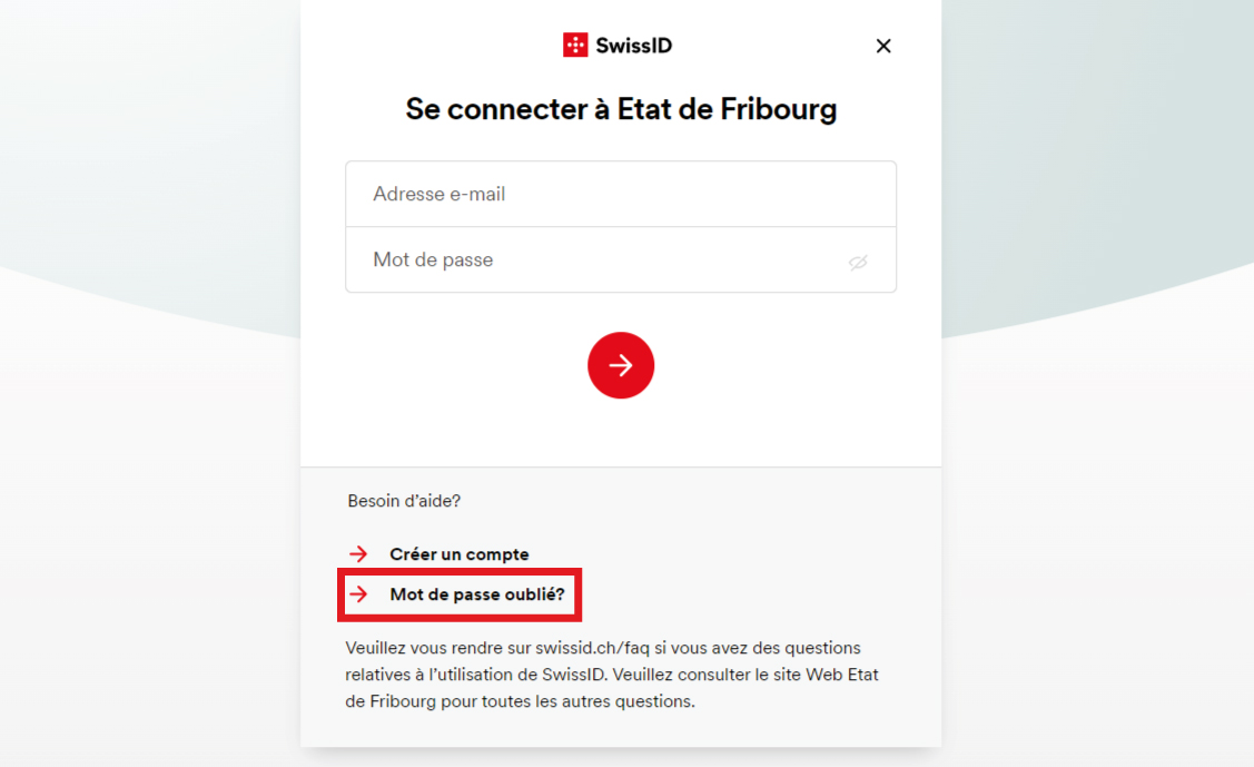 SwissID - Réinitialiser son mot de passe