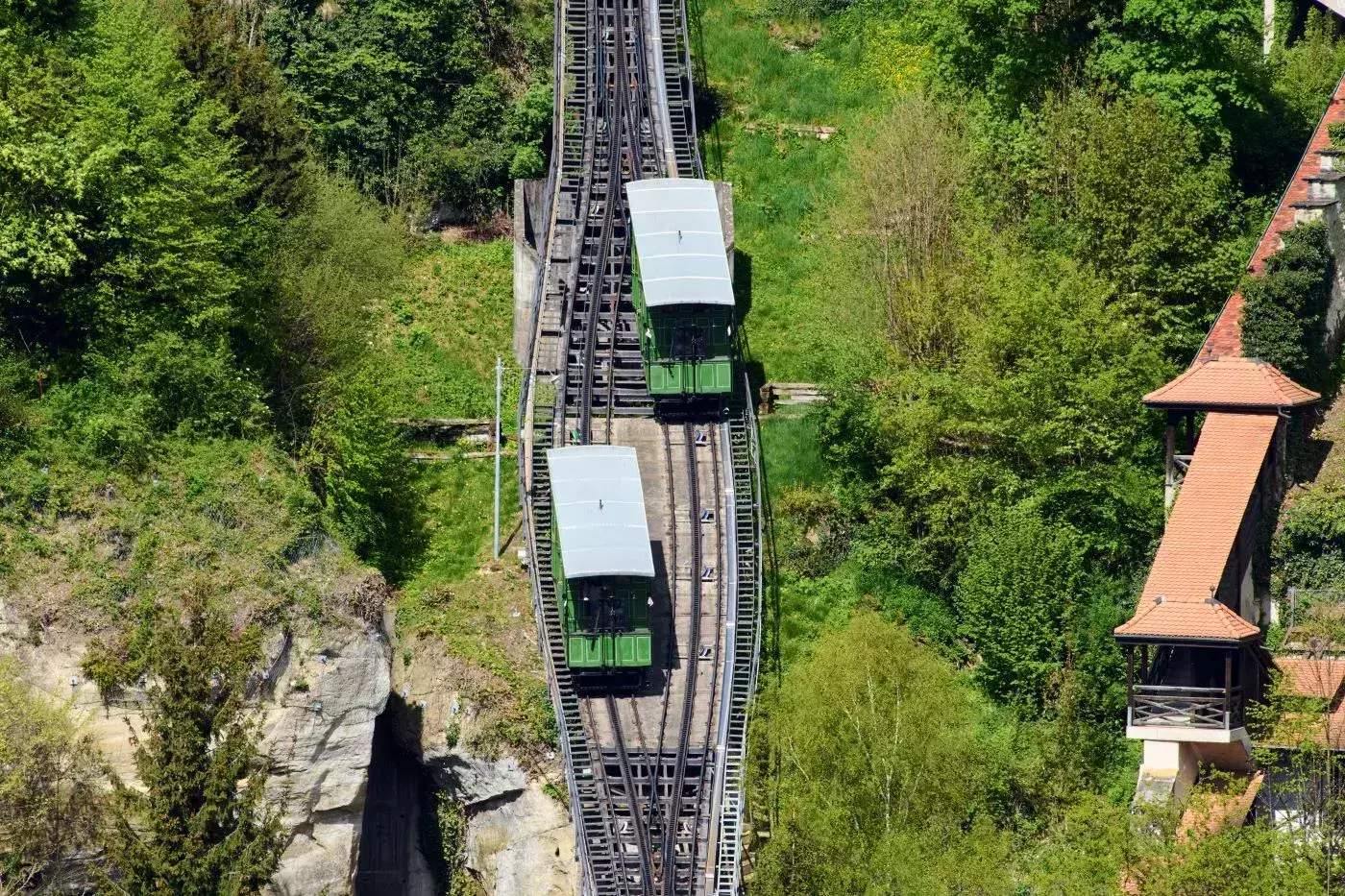 Funiculaire de Fribourg vu d'en haut