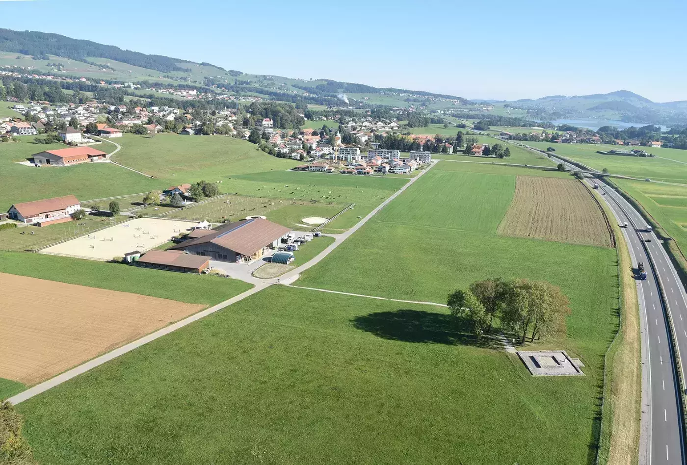 Photo aérienne du temple gallo-romain de Tronche-Bélon